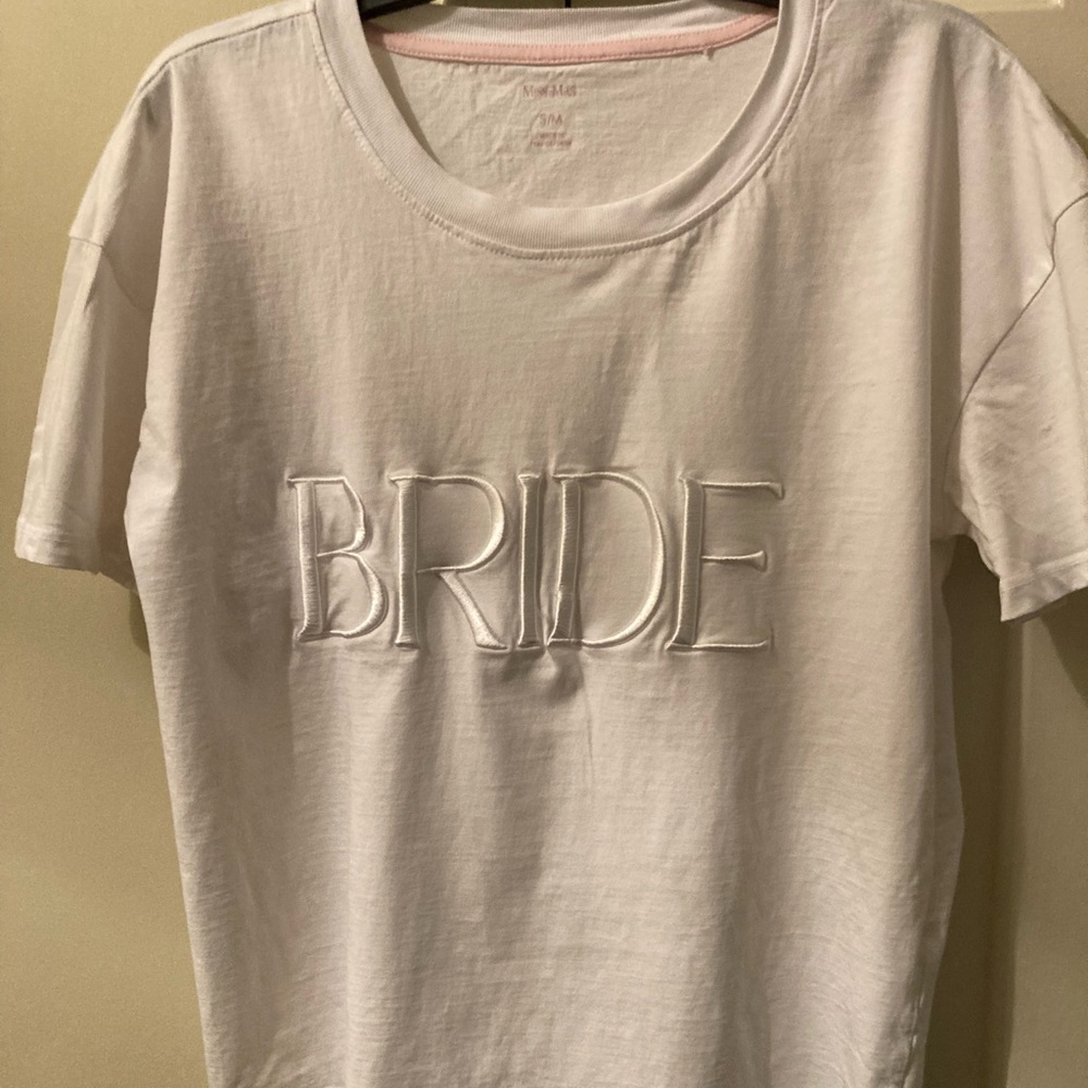 White "BRIDE" Embroidered Short Sleeve Tee - Picture 3 of 6